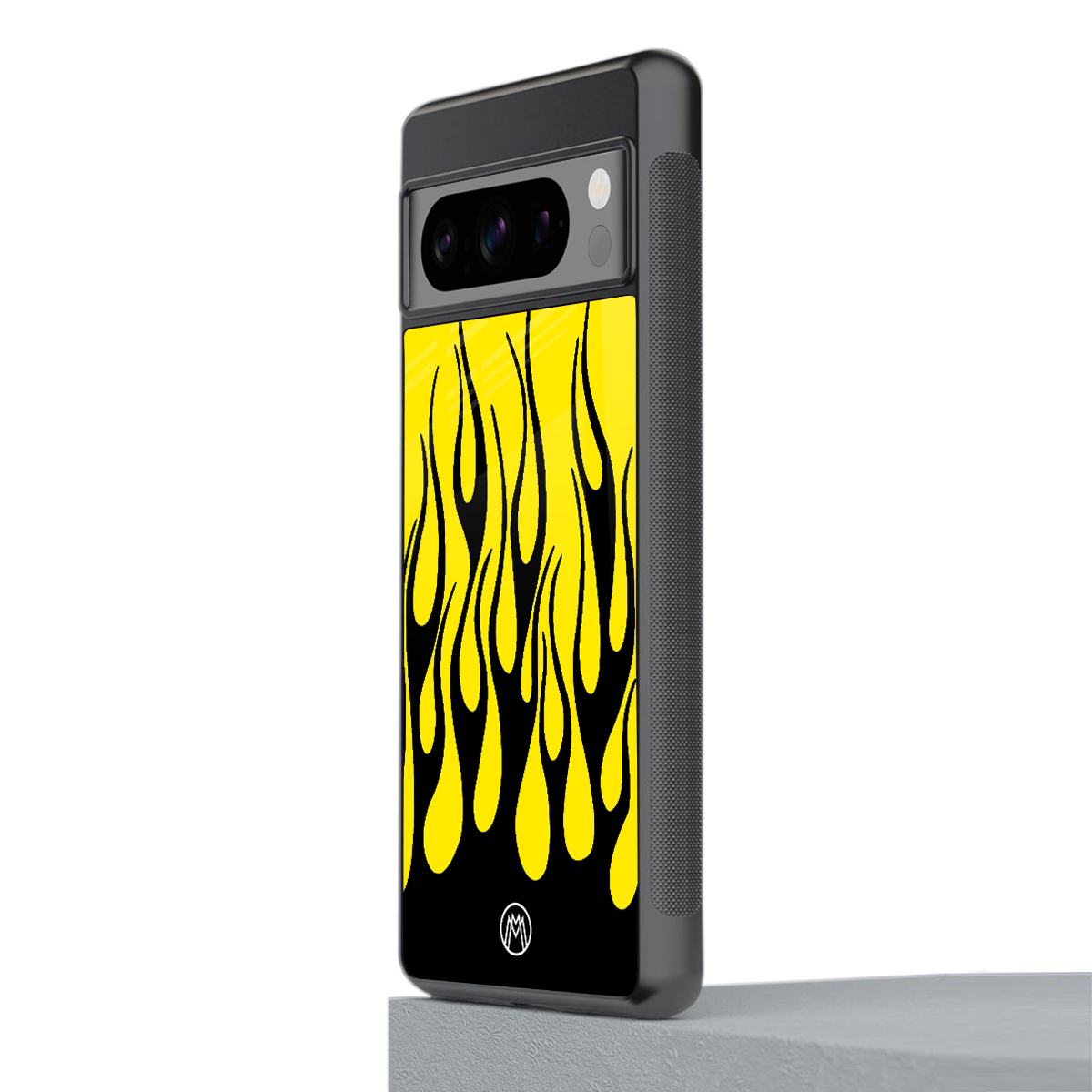 y2k black flames back phone cover | glass case for google pixel 8 pro