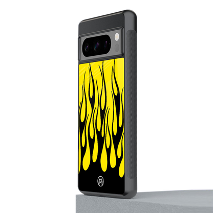 y2k black flames back phone cover | glass case for google pixel 8 pro