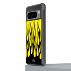 y2k black flames back phone cover | glass case for google pixel 8 pro