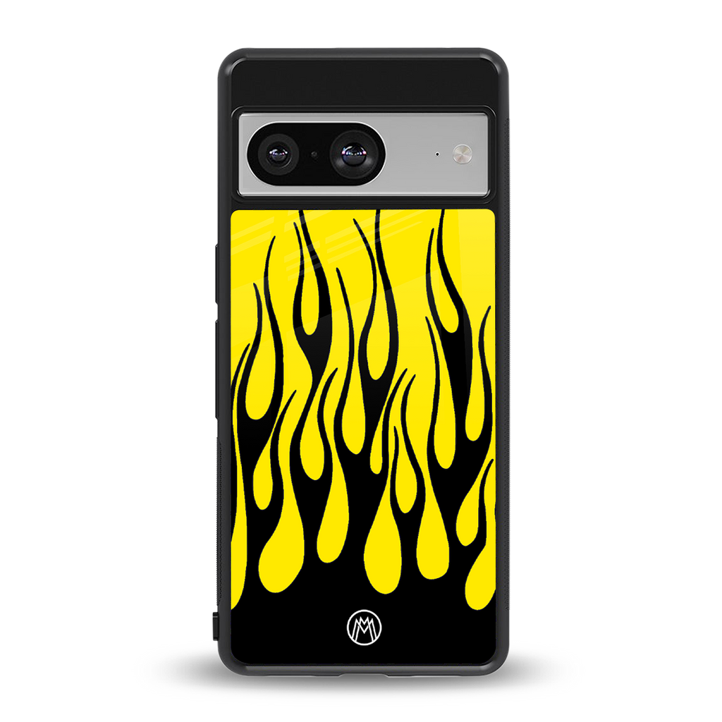 y2k black flames back phone cover | glass case for Google Pixel 8