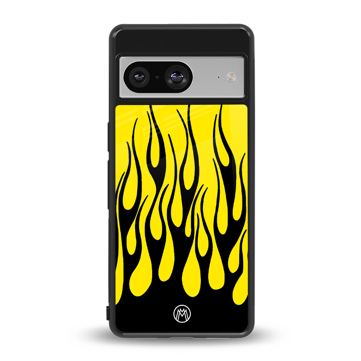 y2k black flames back phone cover | glass case for Google Pixel 8