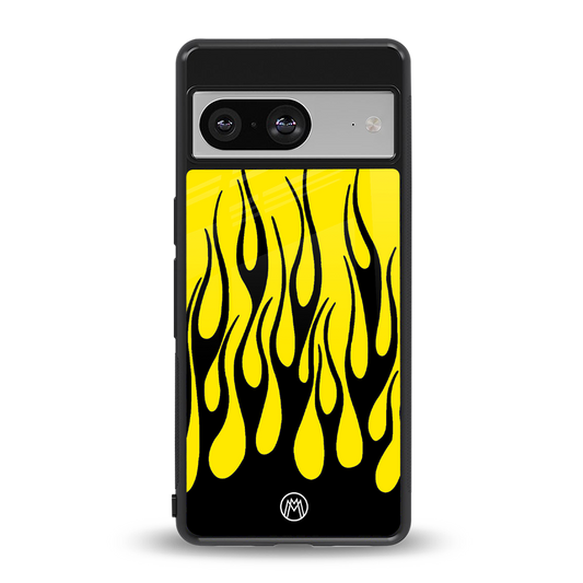 y2k black flames back phone cover | glass case for Google Pixel 8