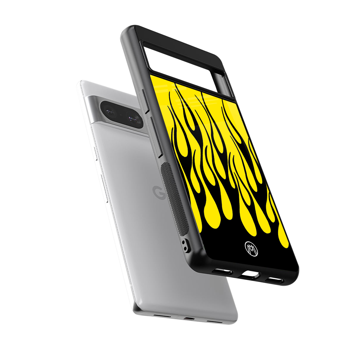 y2k black flames back phone cover | glass case for Google Pixel 8