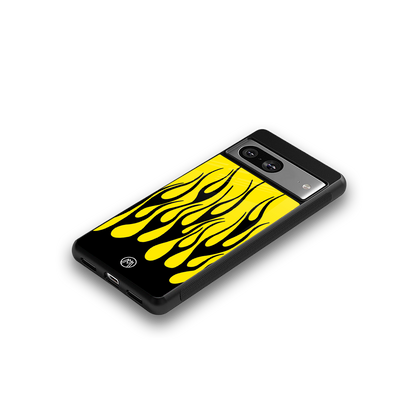 y2k black flames back phone cover | glass case for Google Pixel 8