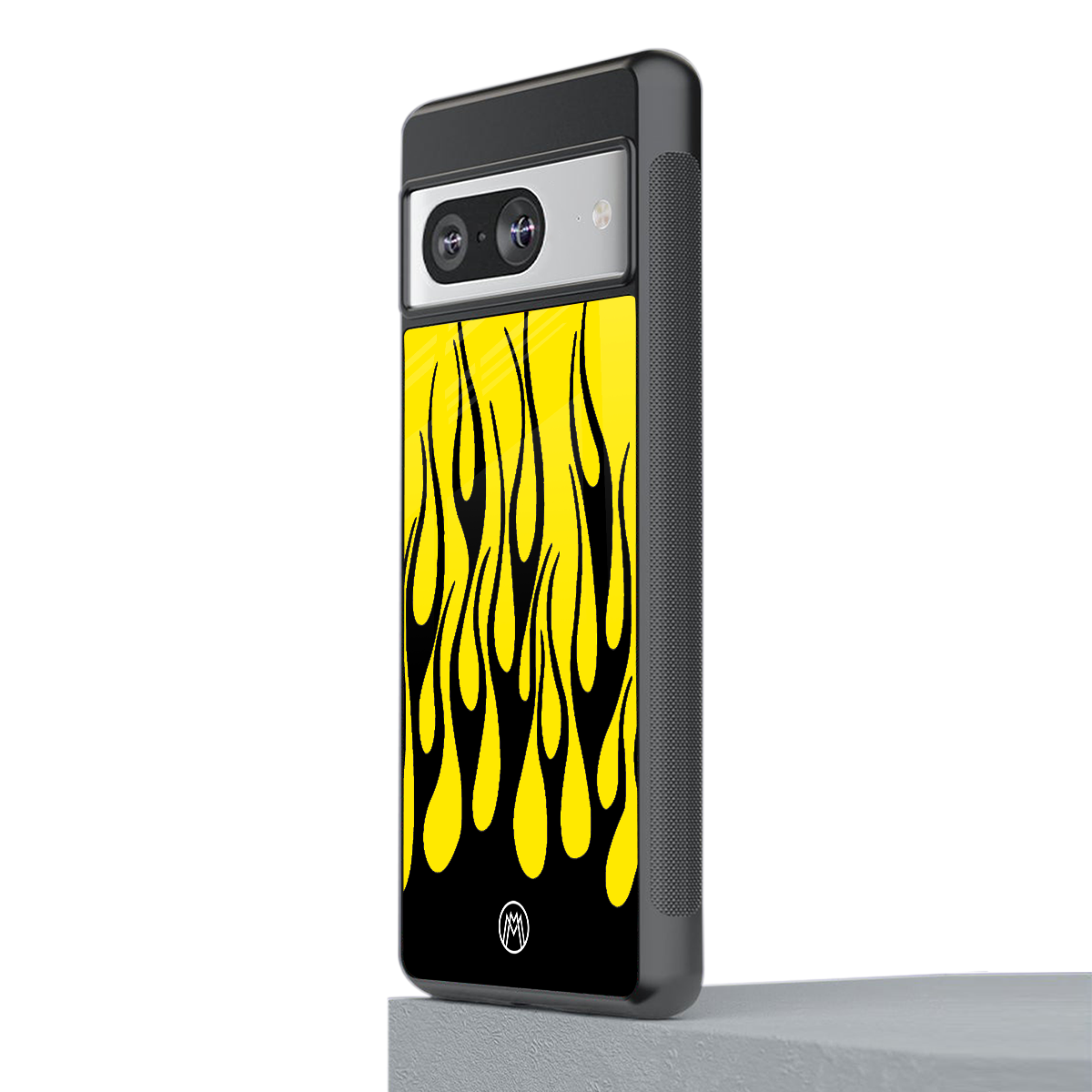 y2k black flames back phone cover | glass case for Google Pixel 8