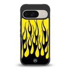 y2k black flames back phone cover | glass case for google pixel 9