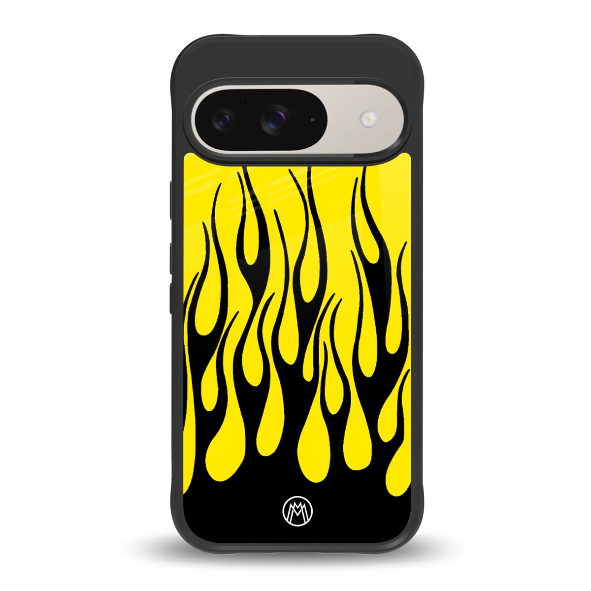 y2k black flames back phone cover | glass case for google pixel 9