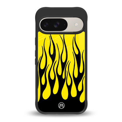 y2k black flames back phone cover | glass case for google pixel 9