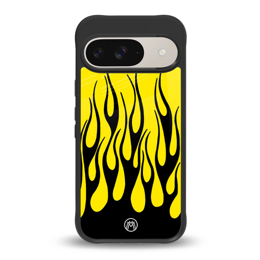 y2k black flames back phone cover | glass case for google pixel 9