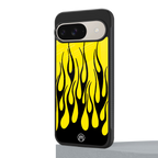 y2k black flames back phone cover | glass case for google pixel 9