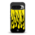 y2k black flames back phone cover | glass case for google pixel 9 pro