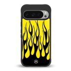 y2k black flames back phone cover | glass case for google pixel 9 pro