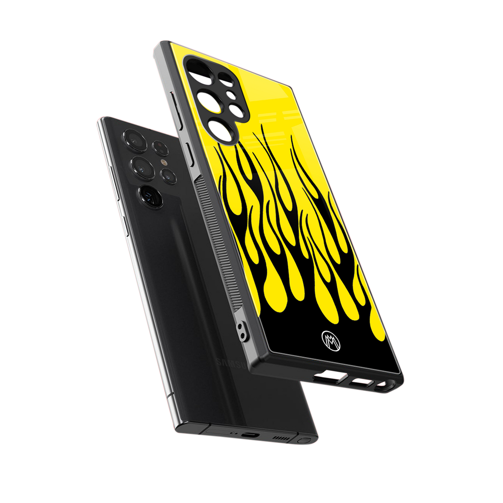 y2k black flames back phone cover | glass case for samsung galaxy s23 ultra