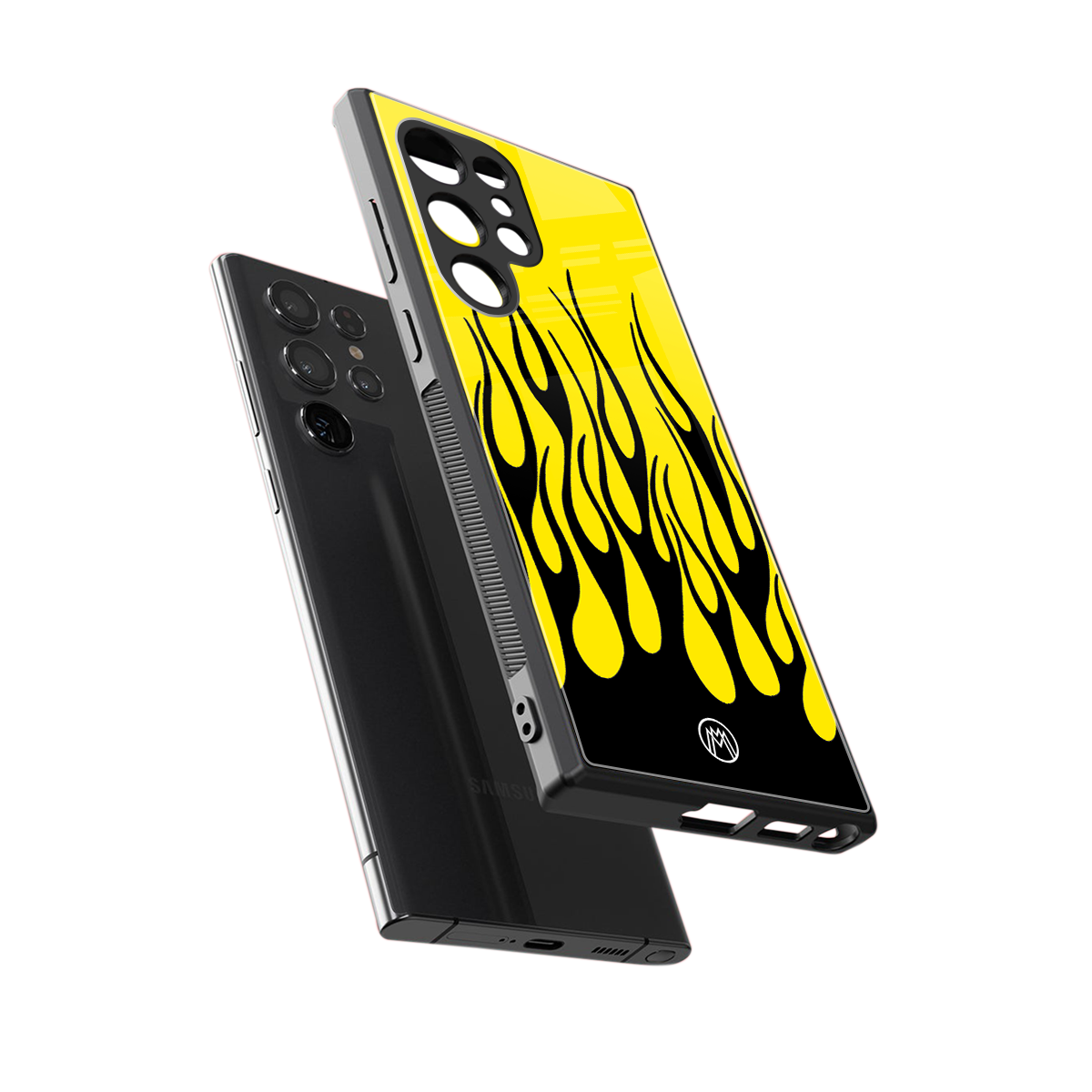 y2k black flames back phone cover | glass case for samsung galaxy s23 ultra