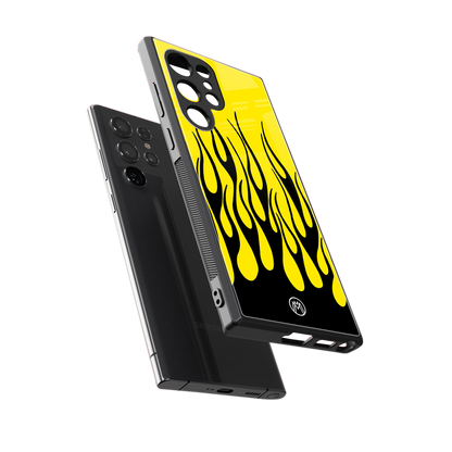 y2k black flames back phone cover | glass case for samsung galaxy s23 ultra