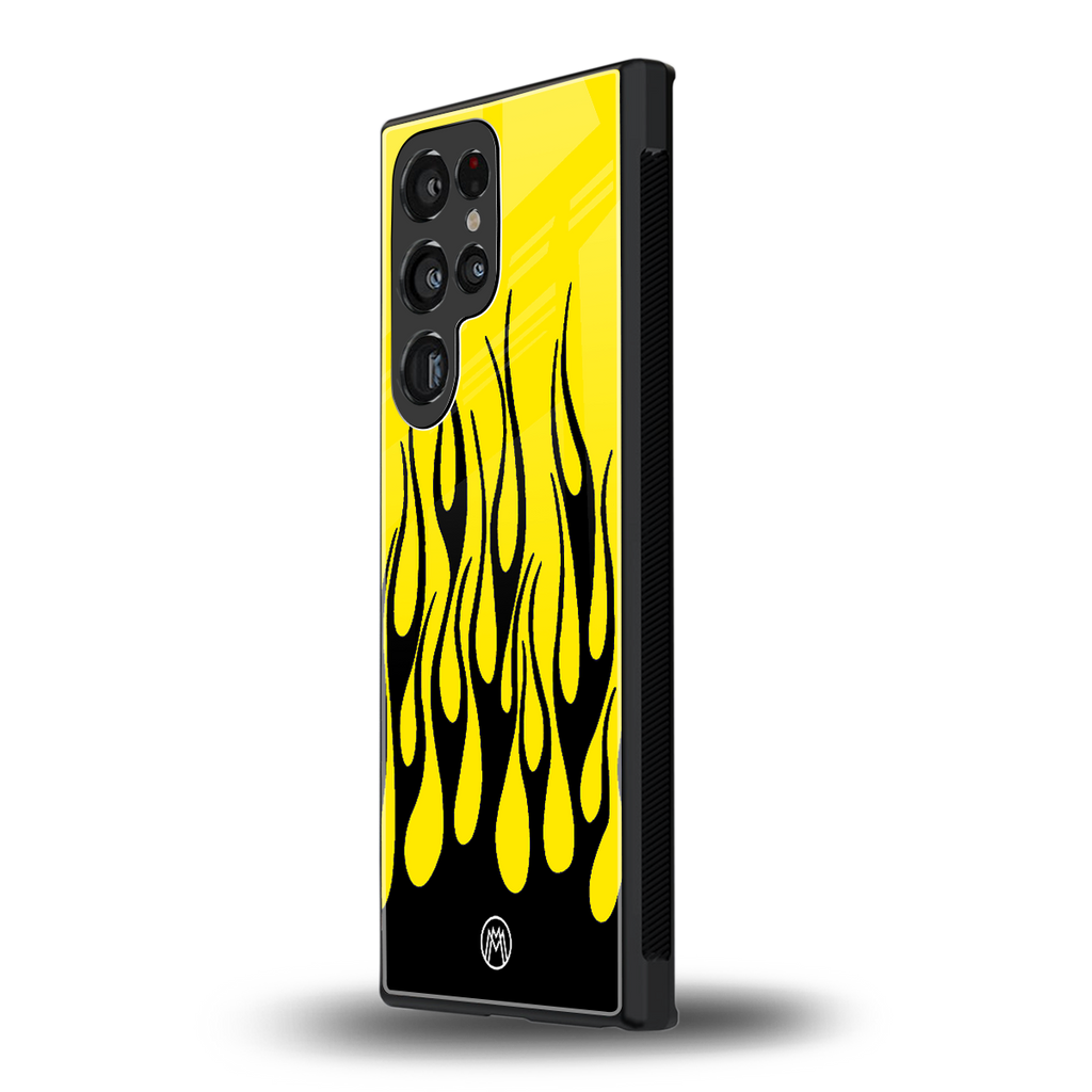 y2k black flames back phone cover | glass case for samsung galaxy s23 ultra