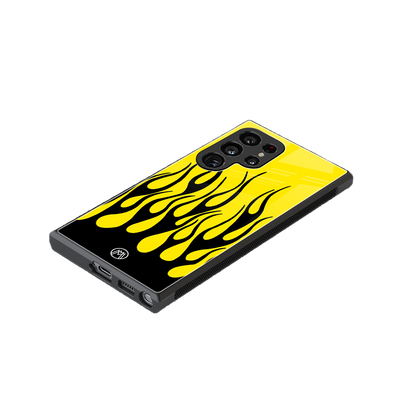 y2k black flames back phone cover | glass case for samsung galaxy s23 ultra