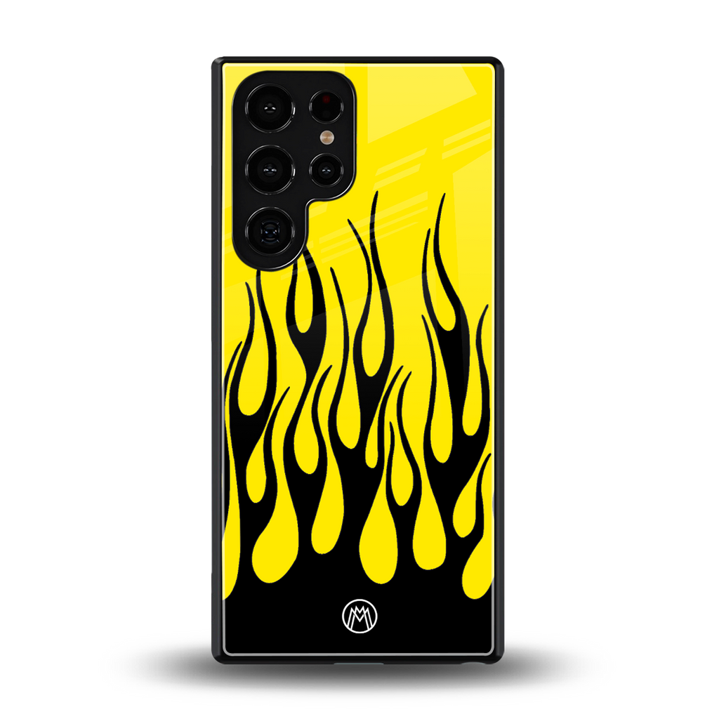 y2k black flames back phone cover | glass case for samsung galaxy s25 ultra