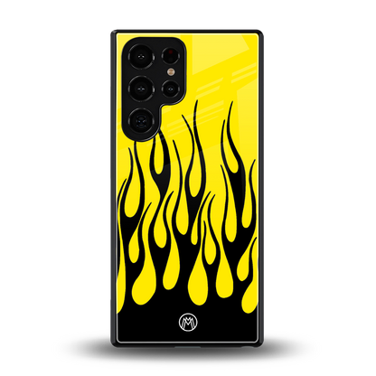 y2k black flames back phone cover | glass case for samsung galaxy s25 ultra