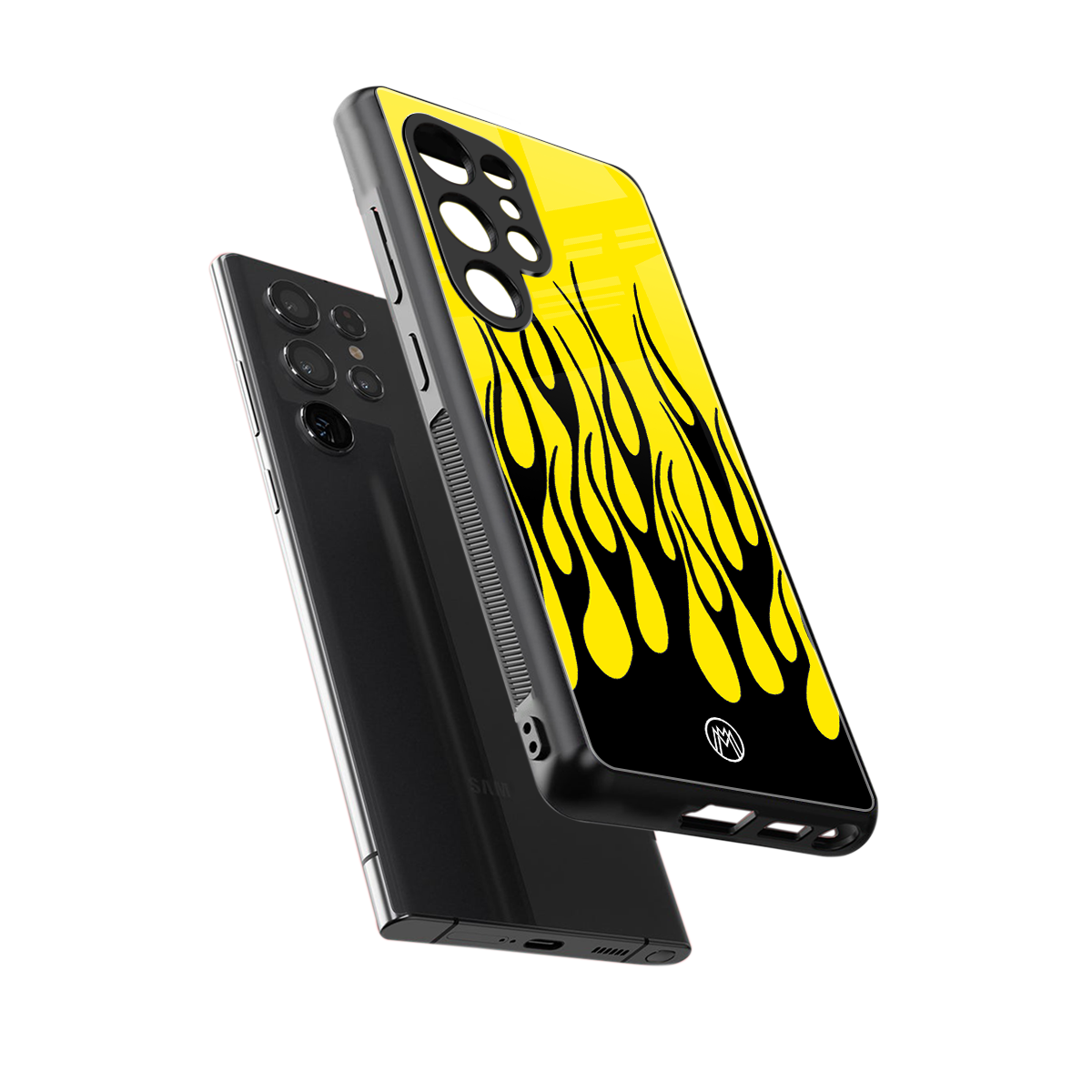 y2k black flames back phone cover | glass case for samsung galaxy s25 ultra