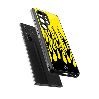 y2k black flames back phone cover | glass case for samsung galaxy s25 ultra