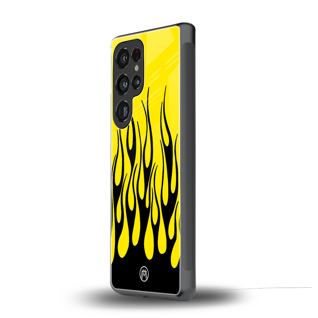 y2k black flames back phone cover | glass case for samsung galaxy s25 ultra