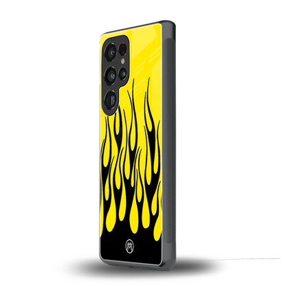 y2k black flames back phone cover | glass case for samsung galaxy s25 ultra