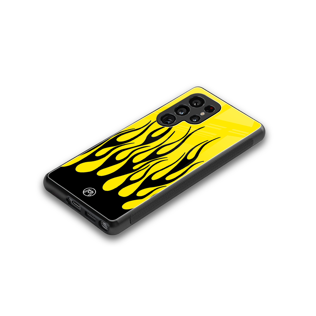 y2k black flames back phone cover | glass case for samsung galaxy s25 ultra