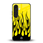y2k black flames back phone cover | glass case for samsung galaxy s25 plus