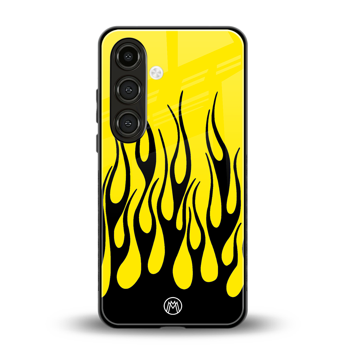 y2k black flames back phone cover | glass case for samsung galaxy s25 plus