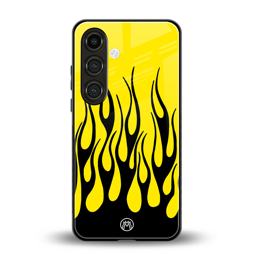 y2k black flames back phone cover | glass case for samsung galaxy s25