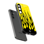 y2k black flames back phone cover | glass case for samsung galaxy s25