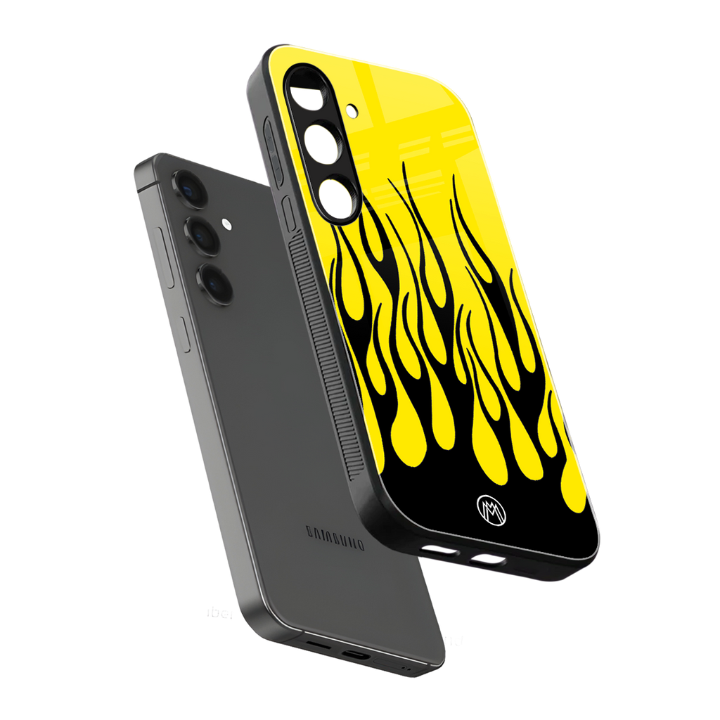 y2k black flames back phone cover | glass case for samsung galaxy s24 plus