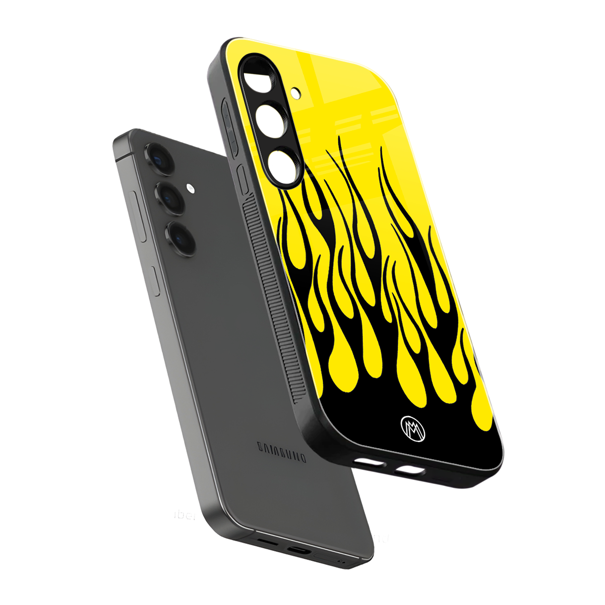 y2k black flames back phone cover | glass case for samsung galaxy s24 plus