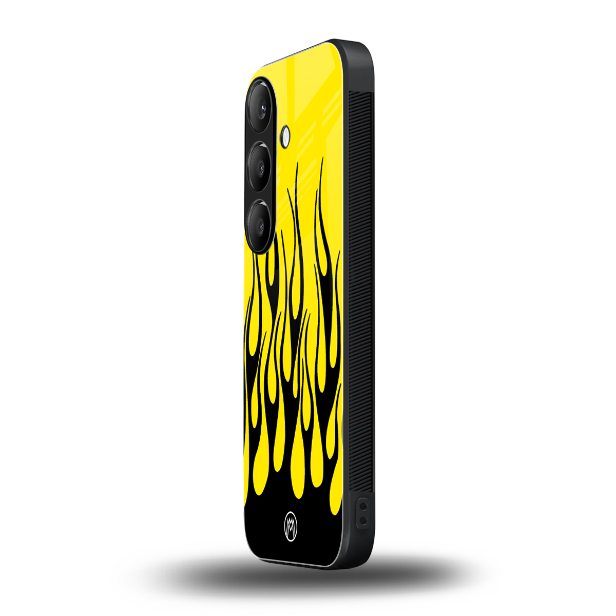 y2k black flames back phone cover | glass case for samsung galaxy s23