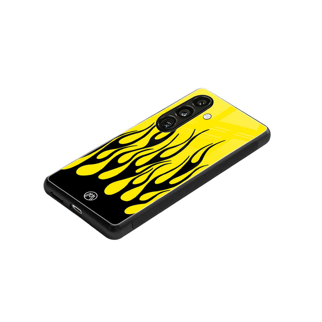 y2k black flames back phone cover | glass case for samsung galaxy s24 plus