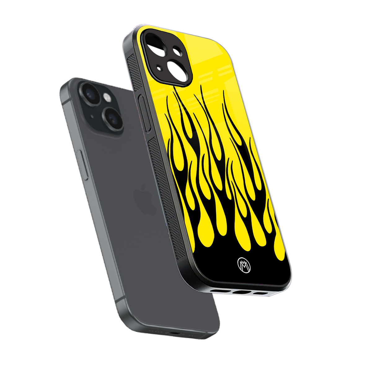 y2k black flames back phone cover | glass case for iphone 15