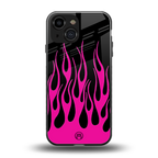 y2k black pink flames back phone cover | glass case for iphone 13 mini