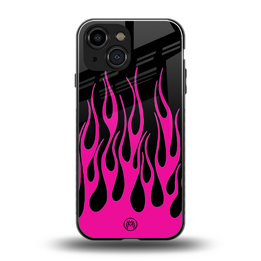 y2k black pink flames back phone cover | glass case for iphone 13 mini
