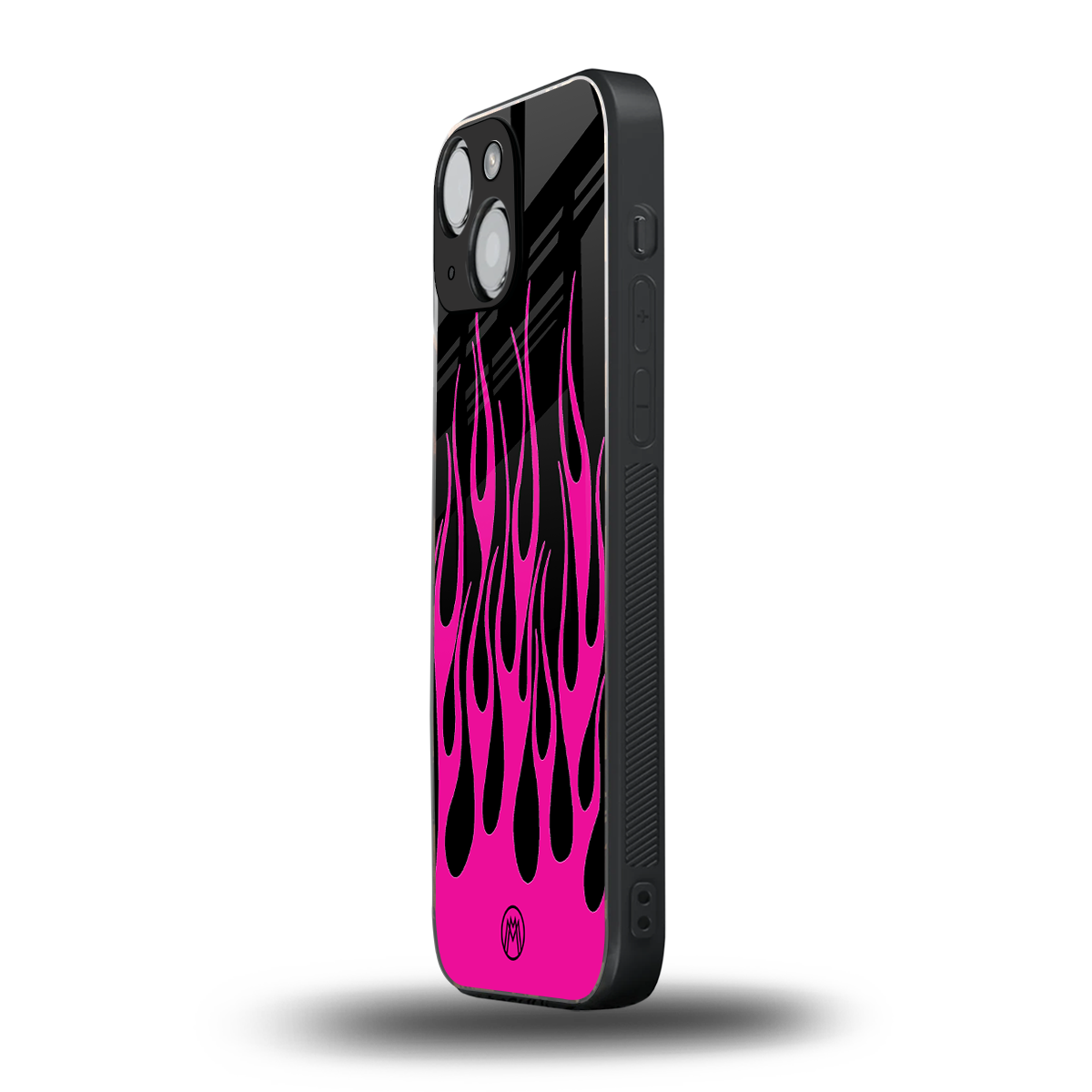 y2k black pink flames back phone cover | glass case for iphone 13 mini