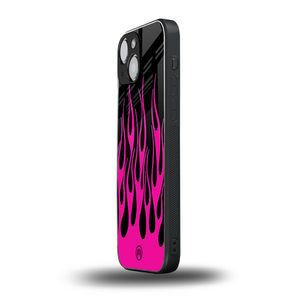 y2k black pink flames back phone cover | glass case for iphone 13 mini