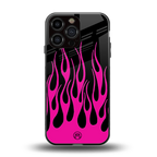 y2k black pink flames back phone cover | glass case for iphone 13 pro max