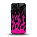 y2k black pink flames back phone cover | glass case for iphone 13 pro