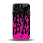 y2k black pink flames back phone cover | glass case for iphone 13 pro