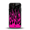 y2k black pink flames back phone cover | glass case for iphone 13