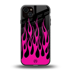 y2k black pink flames back phone cover | glass case for iphone 15 plus