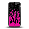 y2k black pink flames back phone cover | glass case for iphone 14 plus