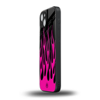 y2k black pink flames back phone cover | glass case for iphone 14 plus