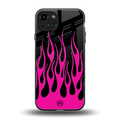 y2k black pink flames back phone cover | glass case for iphone 15