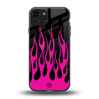 y2k black pink flames back phone cover | glass case for iphone 15